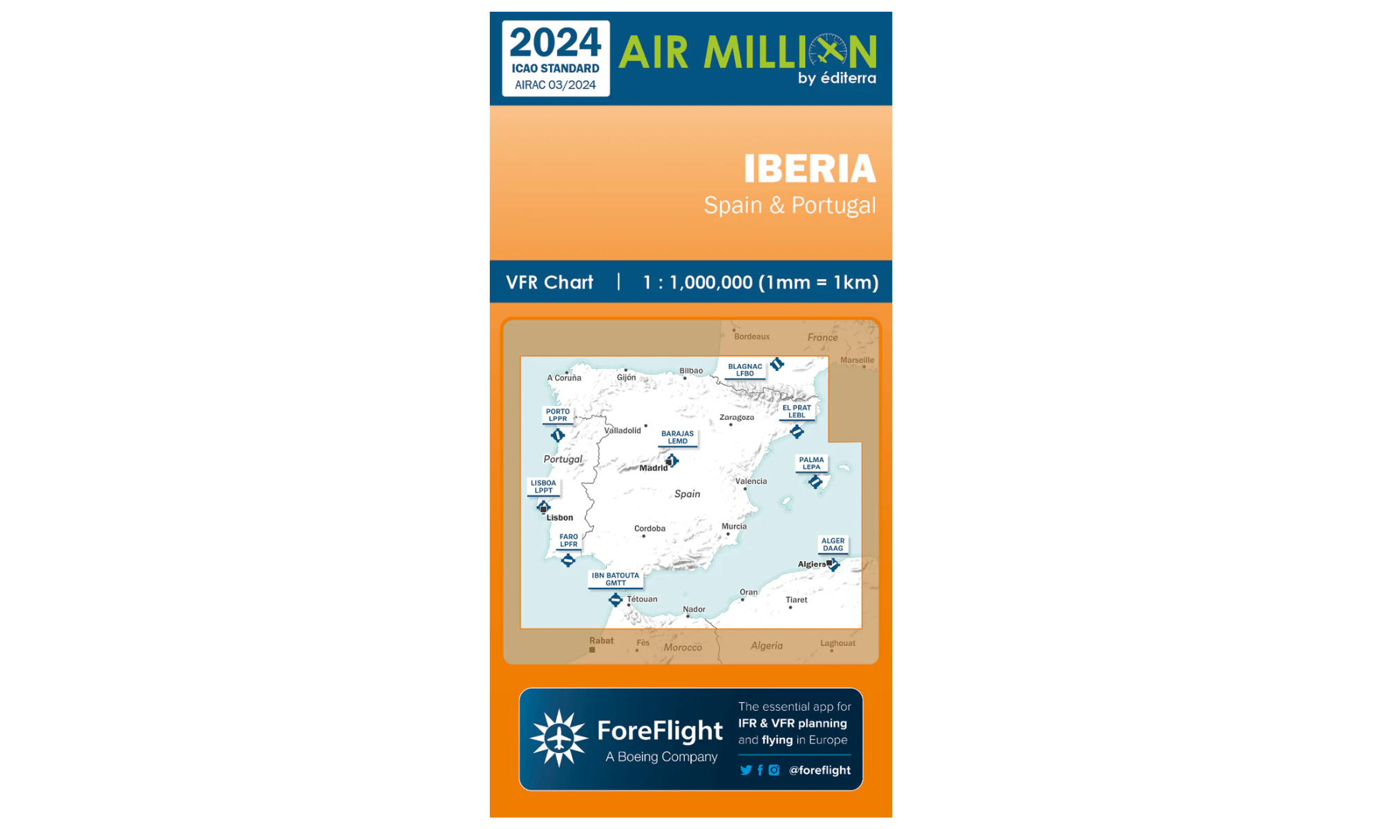 Air Million VFR Iberia 2024 Chart